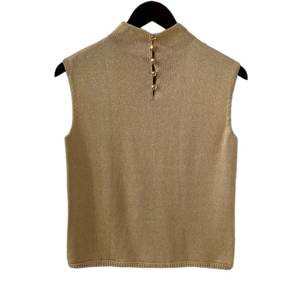 St. John Gold Metallic Sleeveless Knit Sweater Size 2 - Picture 4 of 10